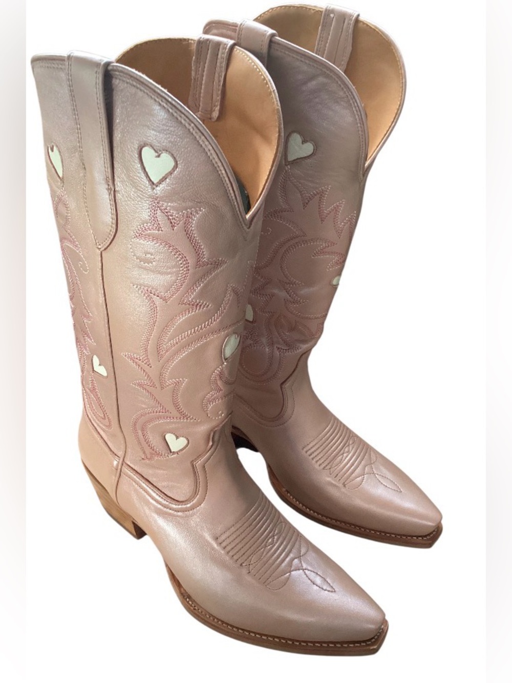 Tecovas women The Annie Hearts Rose Gold GOAT boots size 9 B